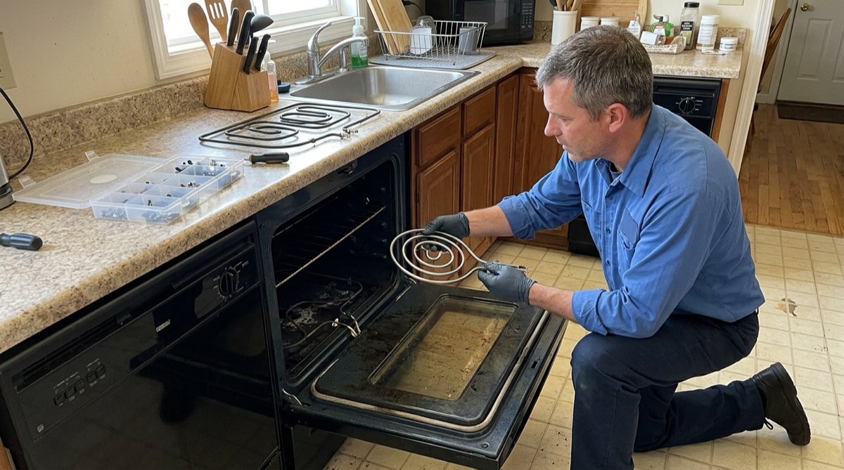 Replacing a burned-out oven bake element